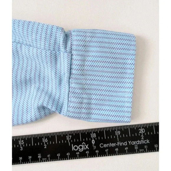 Luchiano Visconti Cotton Striped Dress Shirt Size 18 Neck Blue - Picture 5 of 5